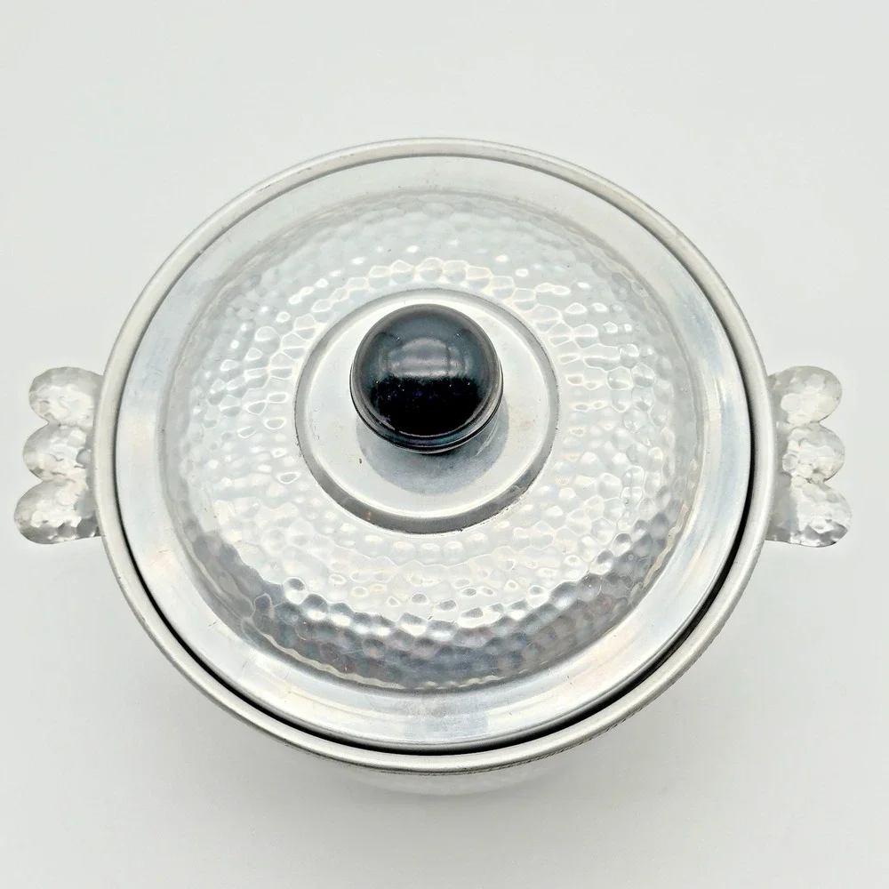 Vintage Mid Century Hammered Aluminum Ice Bucket Made In Italy